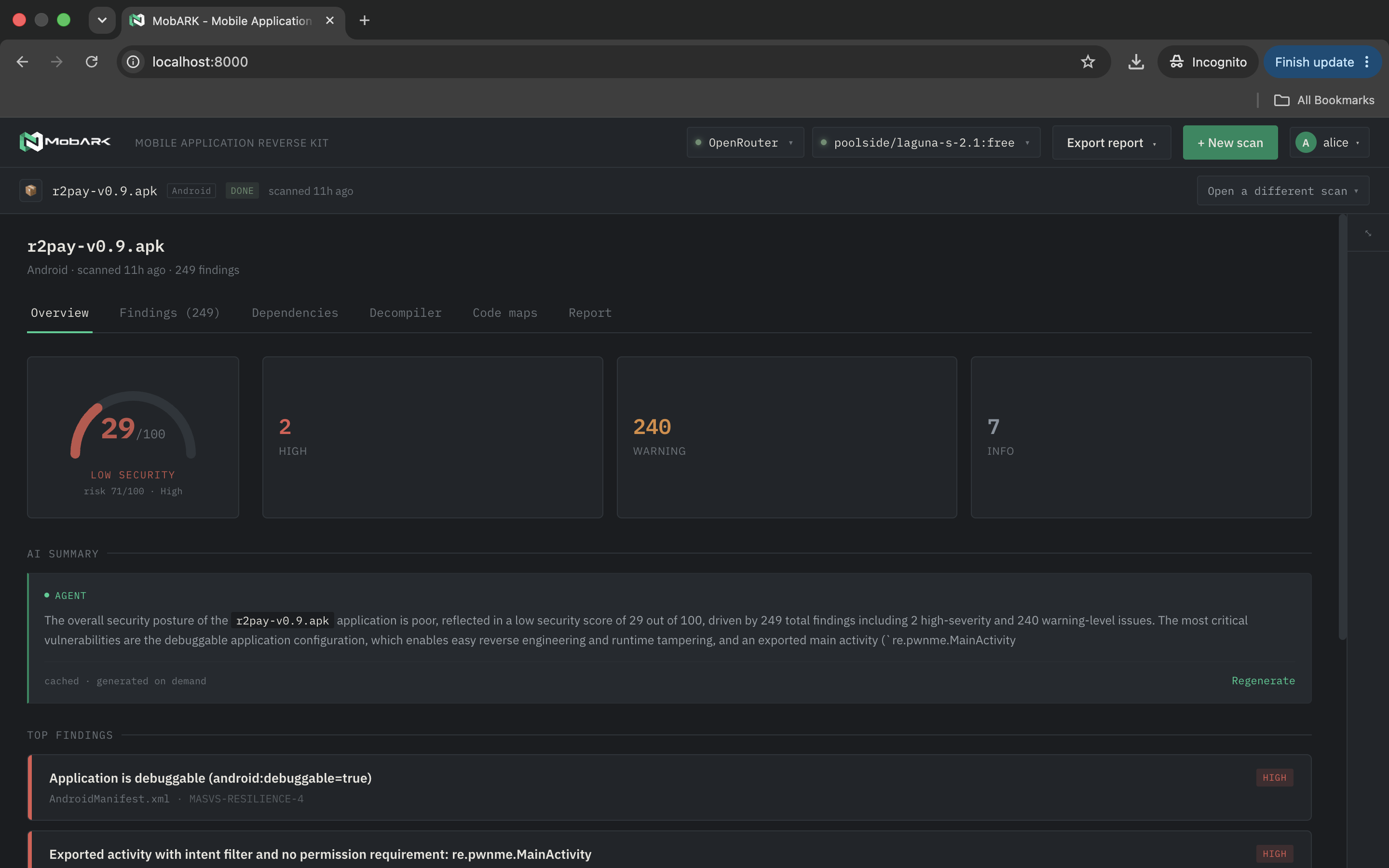 Dashboard overview